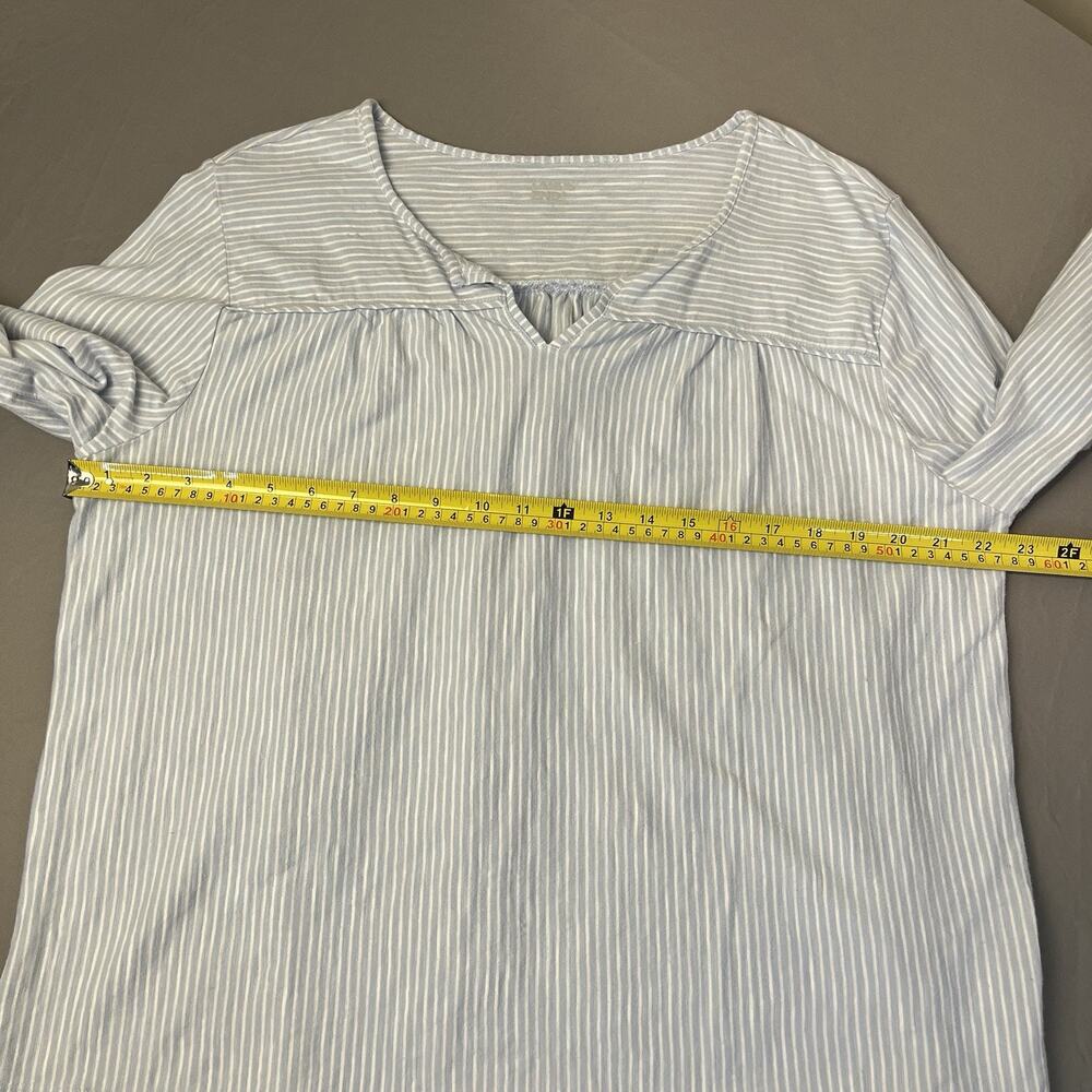Lands End Striped Slub Top Size Large 3/4 Sleeve V-Neck 100% Cotton Casual - Picture 5 of 7